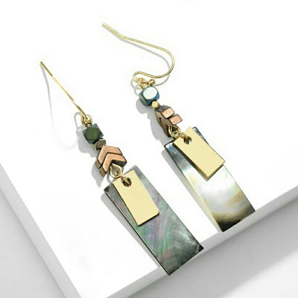 Artisan Luxury Abalone Dangle Earrings 18k